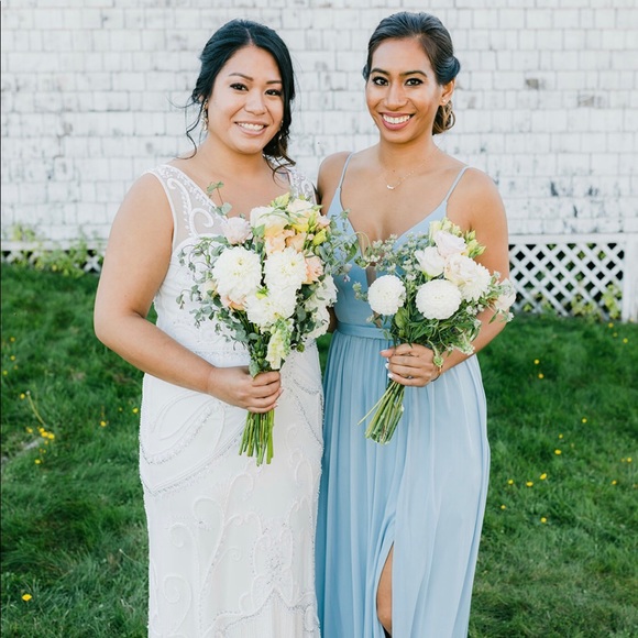 Dusty Blue Azazie Bridesmaid Dress - Picture 5 of 6